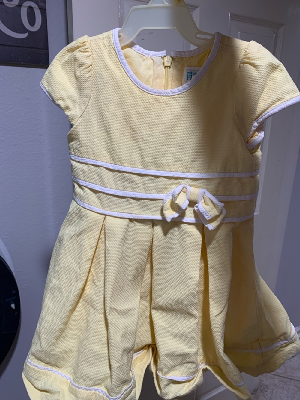 The Children's Place Yellow Dress with White Trim and Bow
